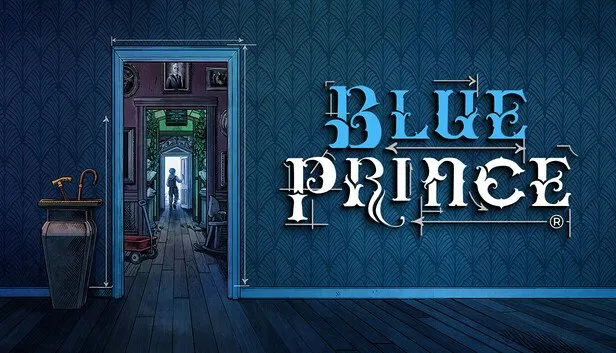 Un couloir tapiss&eacute; de bleu s'ouvre sur une enfilade de pi&egrave;ces o&ugrave; se tient une silhouette ; des cotes fl&eacute;ch&eacute;es, comme sur un plan d'architecte, mesurent l'embrasure de la porte.