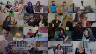 Grille de seize vignettes vid&eacute;o : autant de jeunes gens film&eacute;s chez eux, seuls ou &agrave; deux, en train de r&eacute;pondre face cam&eacute;ra